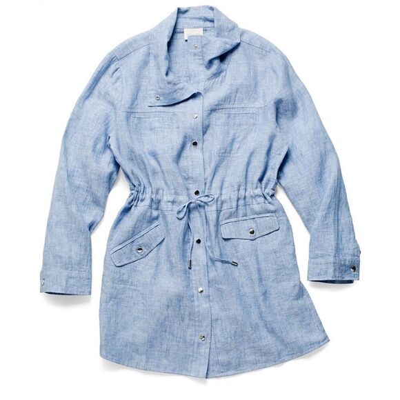 Chicos Cross Dye Linen Utility Jacket - Picture 1 of 7